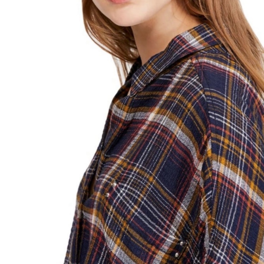 Free People Hidden Valley Plaid Button Front Shirt We The Free - Picture 14 of 16